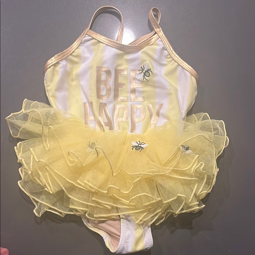 Shade Critters Yellow Striped Bee Happy Swimsuit NWOT